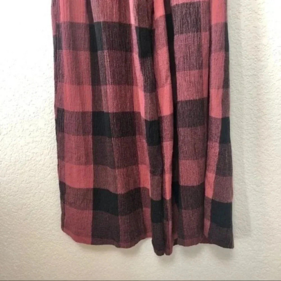 Anthropologie Ett:twa Red & Black Checked Plaid Wide Leg Crop Jumpsuit 0 - Picture 12 of 12